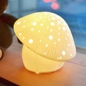 버섯 모양 세라믹 소재의 LED 무드등